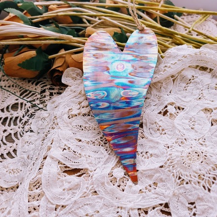 Firepainted Copper Heart Decoration