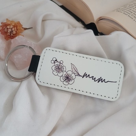 Floral Mum Leather Keyring